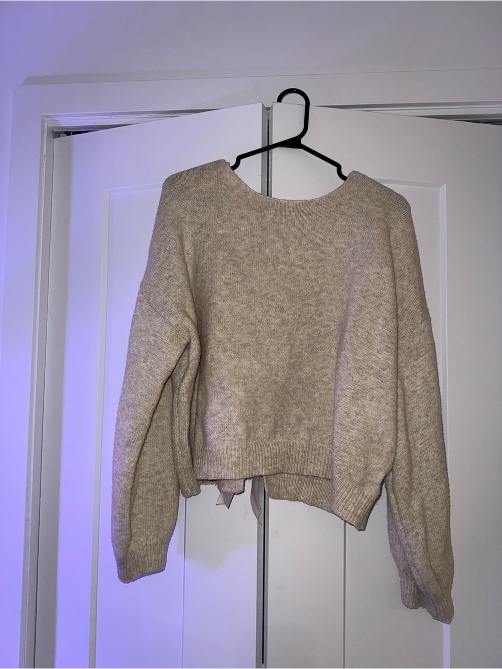 Beige Relaxed Knit Women's Sweater
